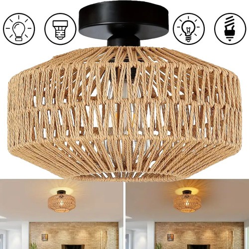 Plafoniera vintage rattan